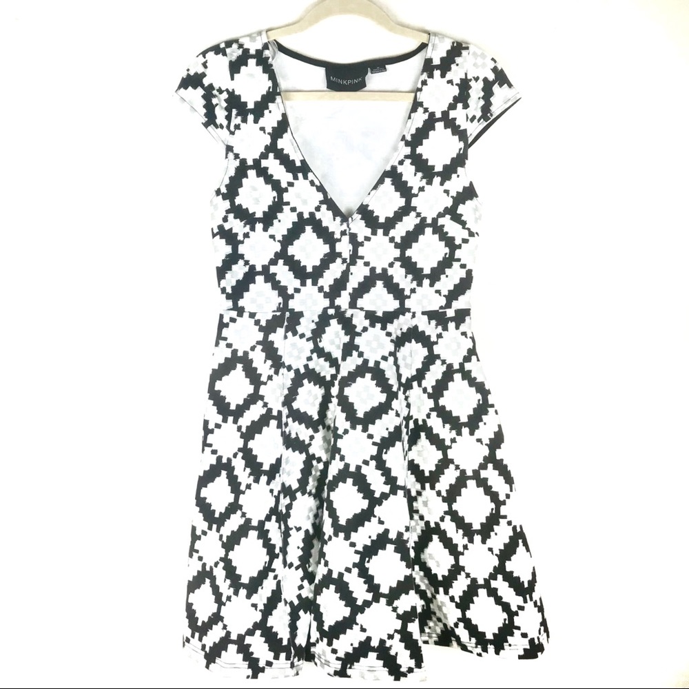 Mink Pink Fit and Flare Cotton Blend Dress.